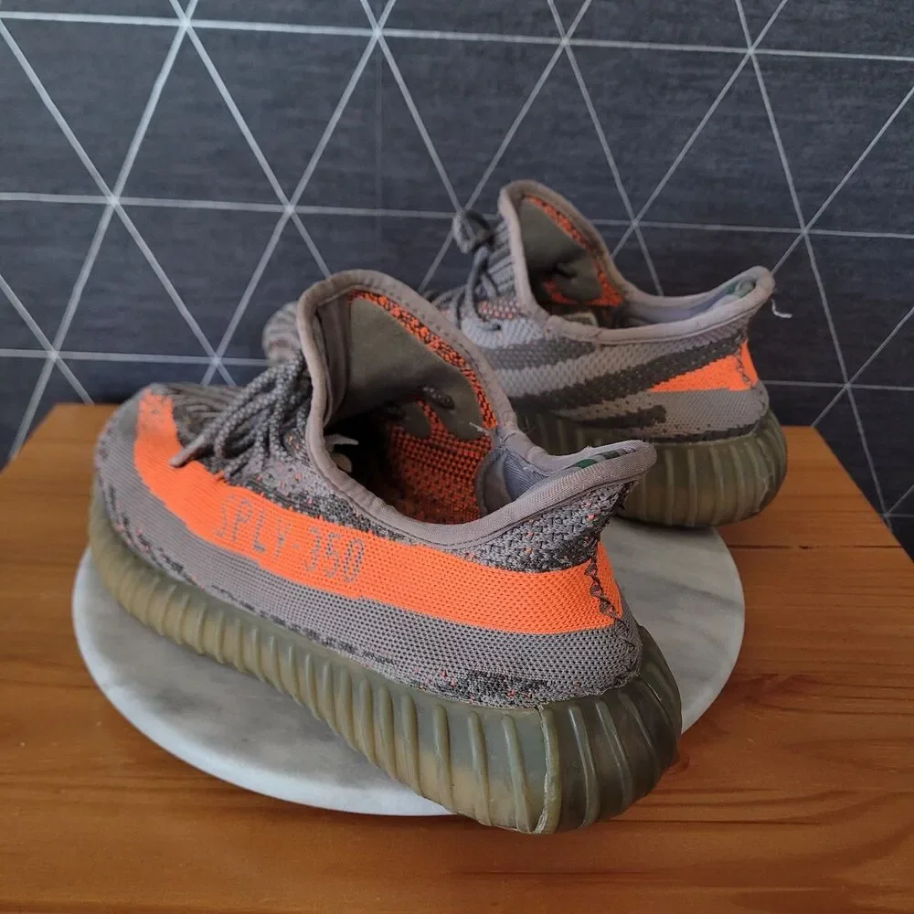 Adidas Yeezy Boost SPLY 350 V2 Carbon Beluga Reflective Orange Gray Sz 11.5